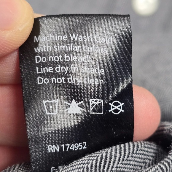 Flint and Tinder Shirt Mens Large Gray Herringbone Button Down Long Sleeve Twill - Picture 7 of 11